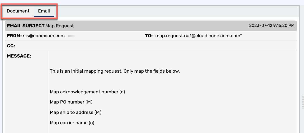130 Exception Manager Email Tab