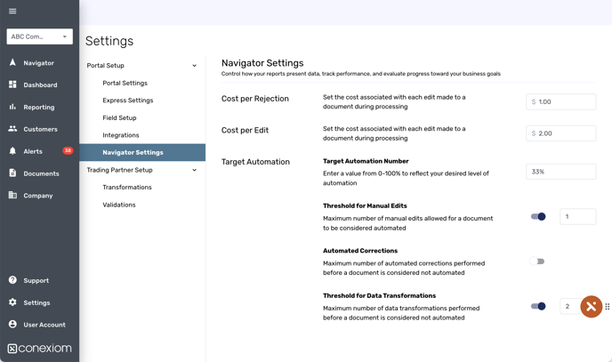 Navigator Settings